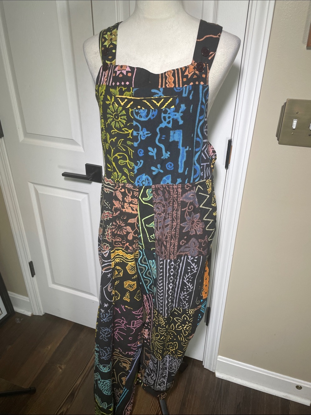 Sacred Threads Multicolor Patchwork J Overalls Black Base Cotton Size M/L